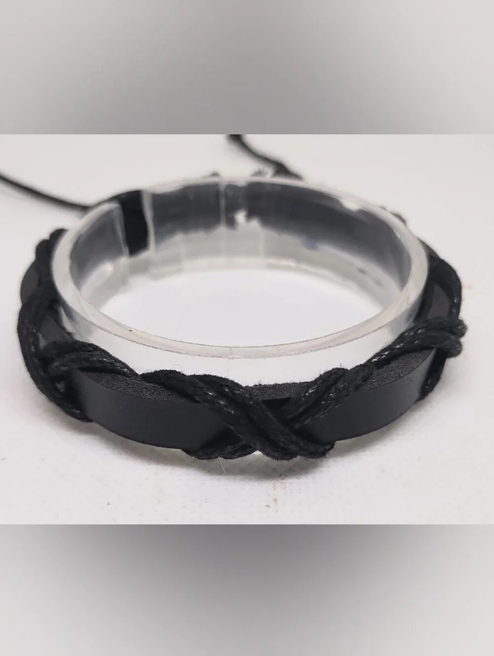 Men's Bracelet Leather Braided‎ Black New Jewelry G19